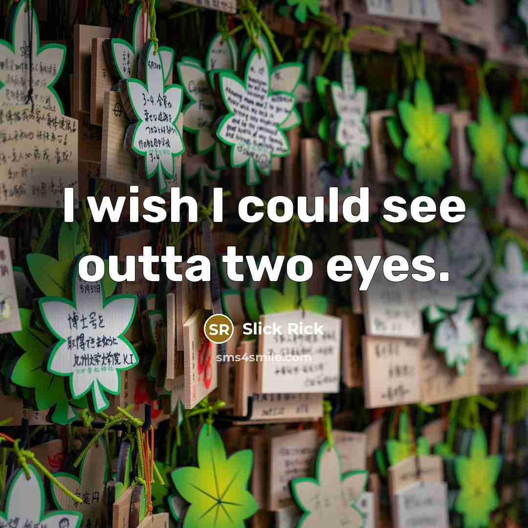 “I wish I could see outta two eyes.…” quote by Slick Rick