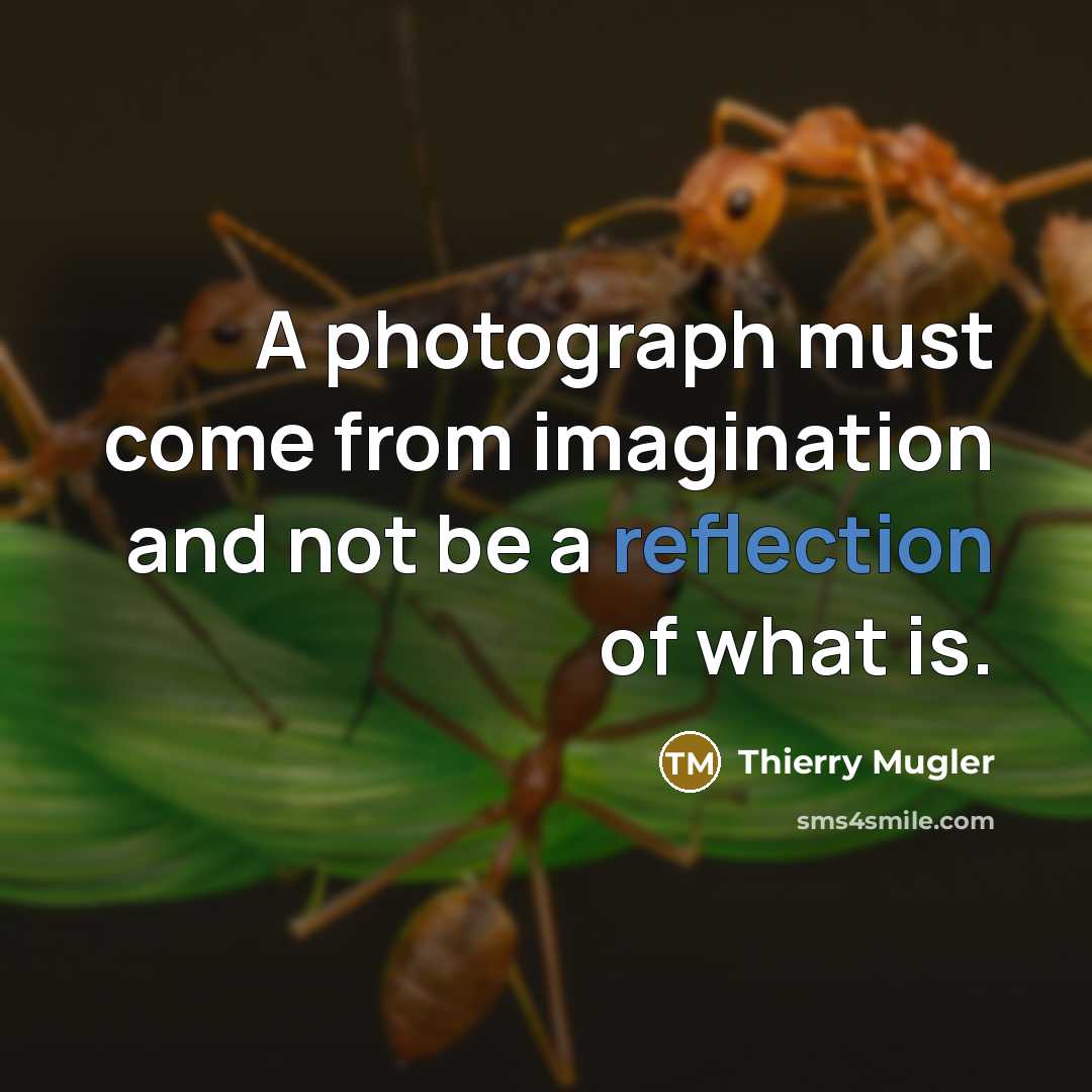 “A photograph must come from imagination and not be a…” quote by Thierry Mugler