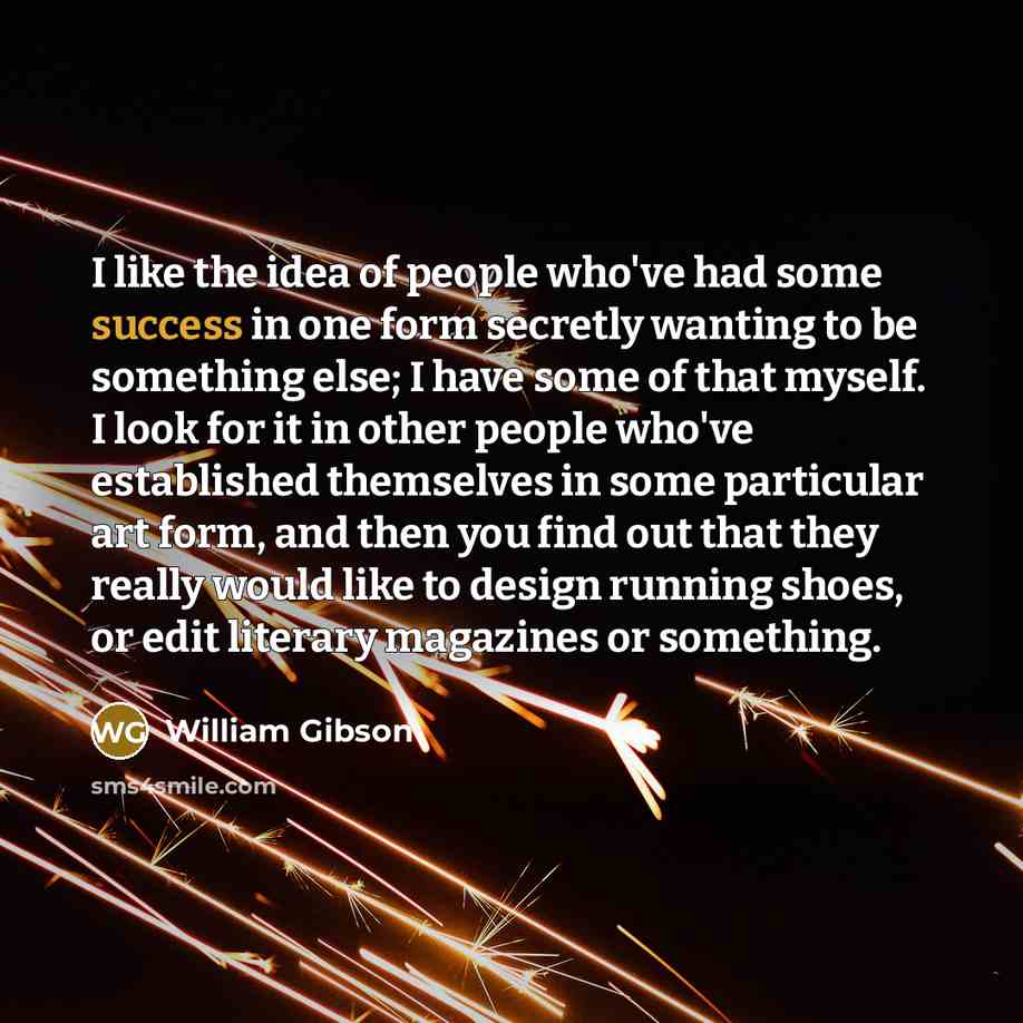 “I like the idea of people who've had some success…” quote by William Gibson