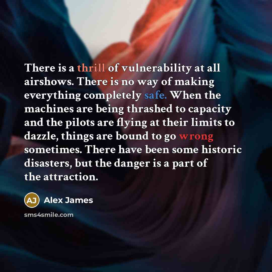 “There is a thrill of vulnerability at all airshows. There…” quote by Alex James