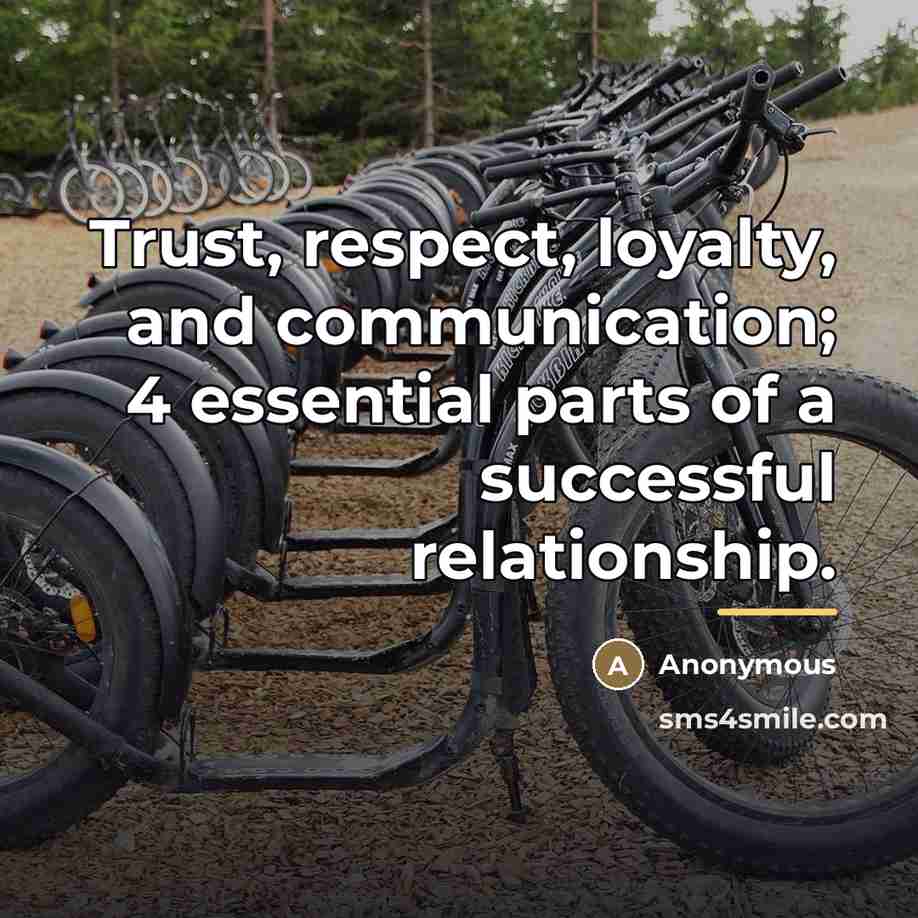 “Trust, respect, loyalty, and communication; 4 essential parts of a…” quote by Anonymous