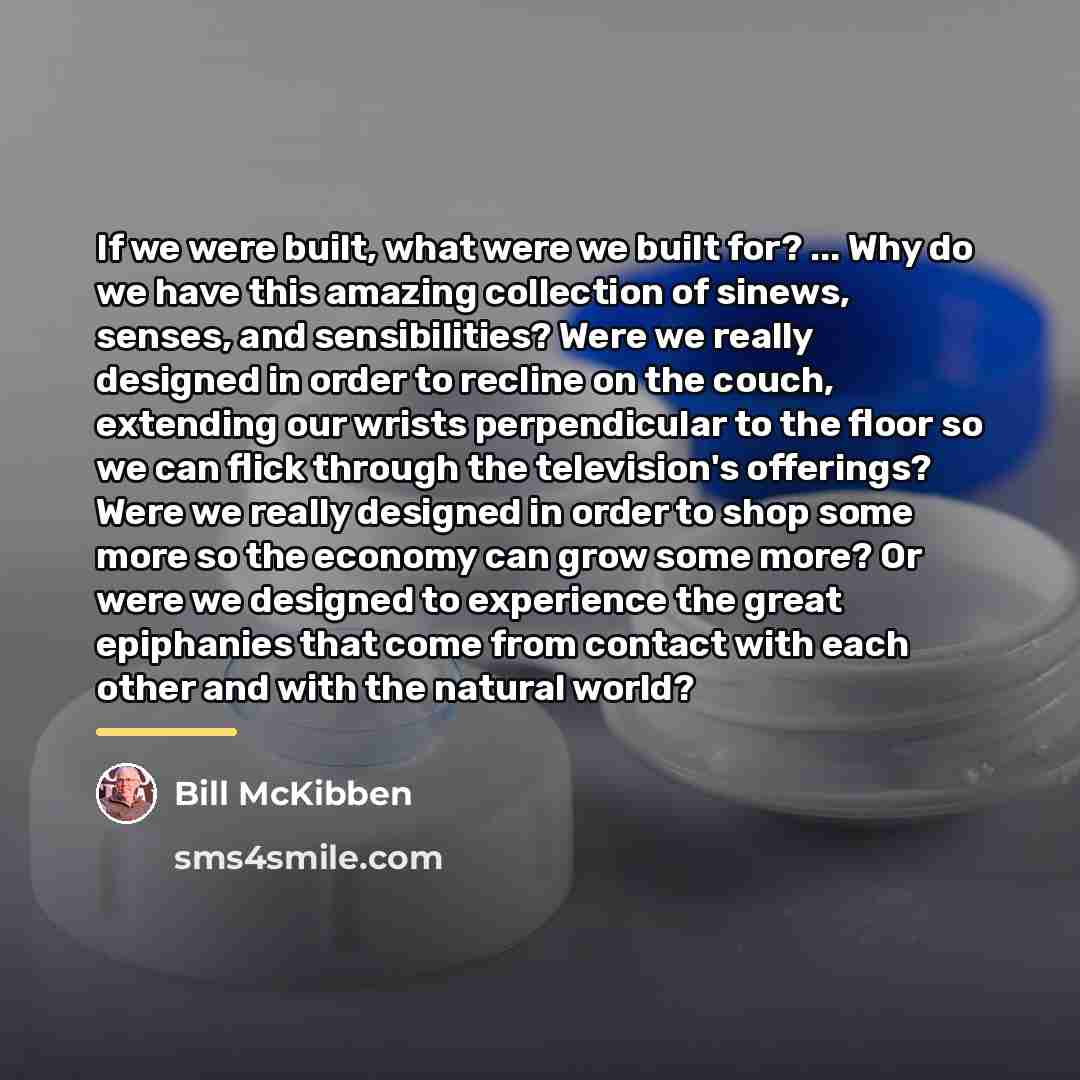 “If we were built, what were we built for? ...…” quote by Bill McKibben
