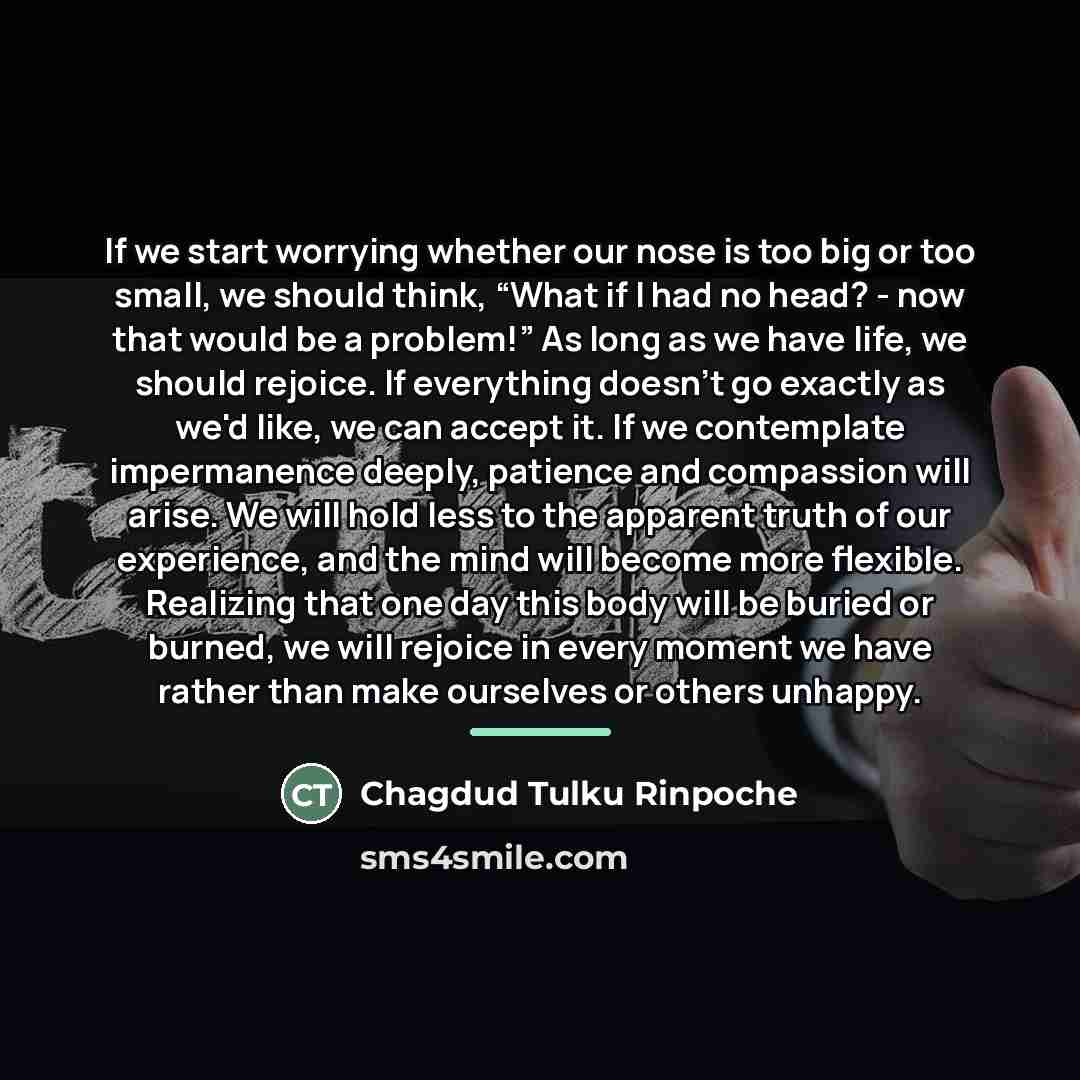 “If we start worrying whether our nose is too big…” quote by Chagdud Tulku Rinpoche