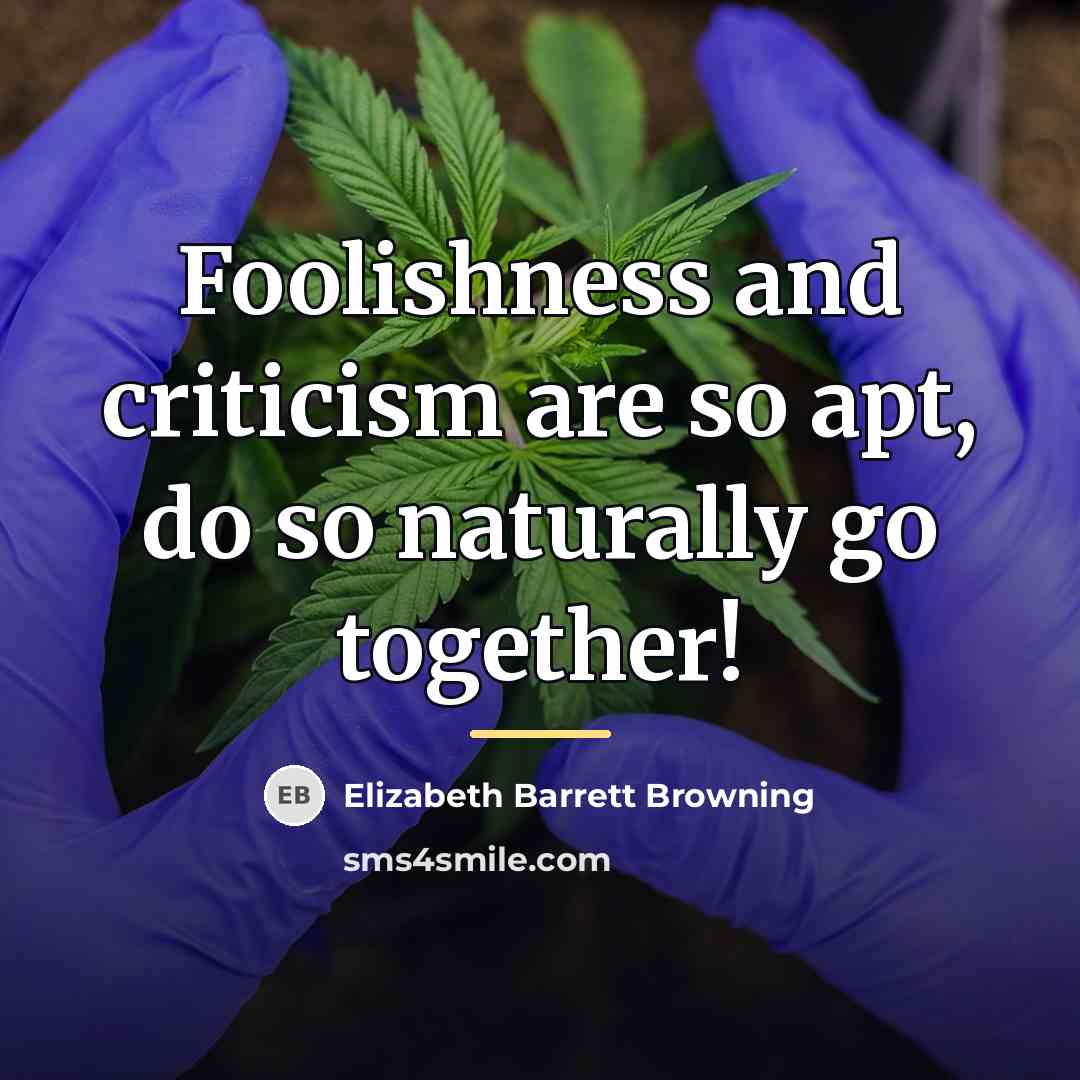 “Foolishness and criticism are so apt, do so naturally go…” quote by Elizabeth Barrett Browning