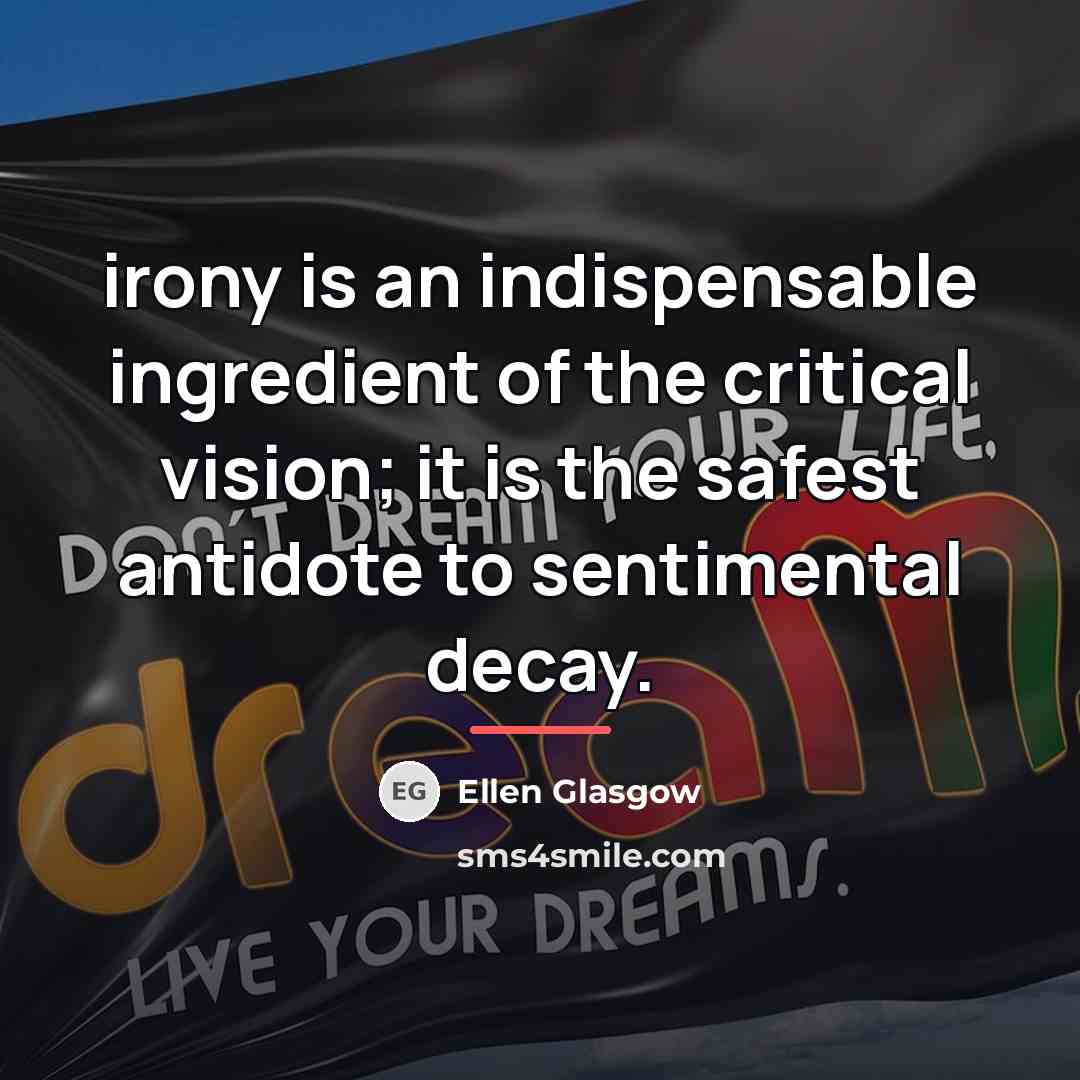 “irony is an indispensable ingredient of the critical vision; it…” quote by Ellen Glasgow