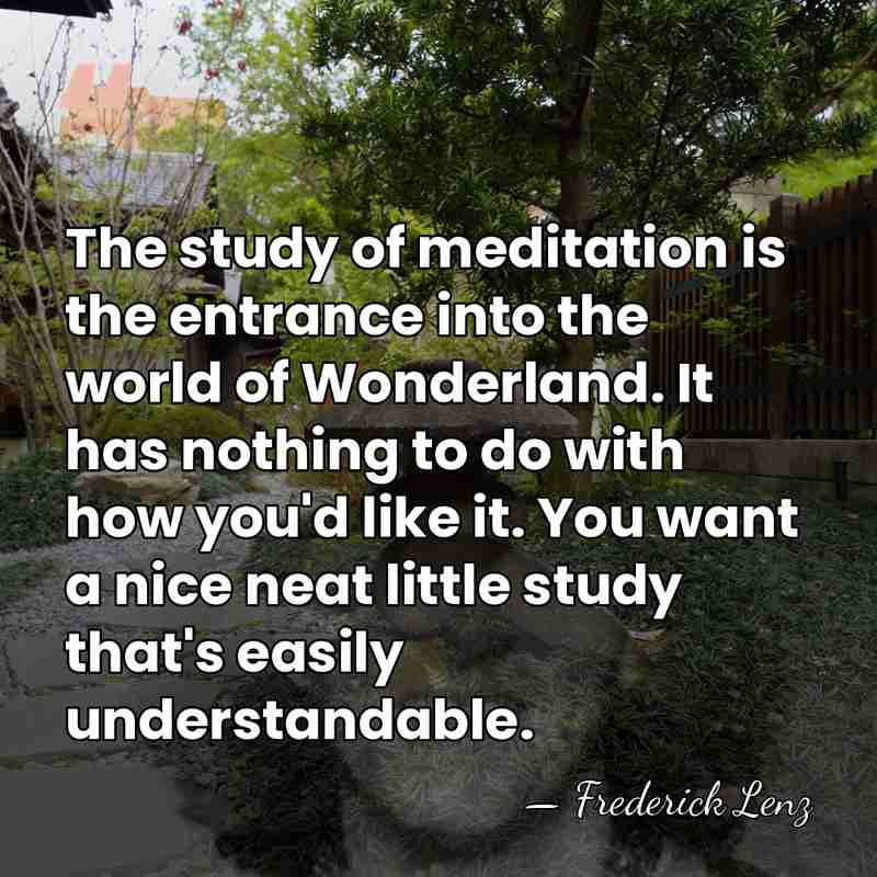 The study of meditation is the entrance into the world of Wonderland.&hellip; - Frederick Lenz
