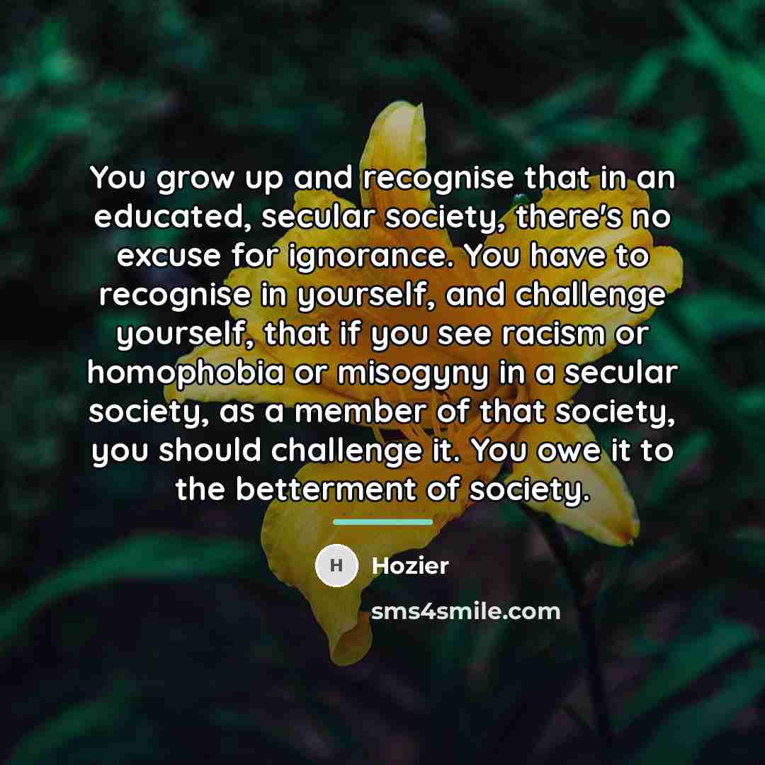 “You grow up and recognise that in an educated, secular…” quote by Hozier