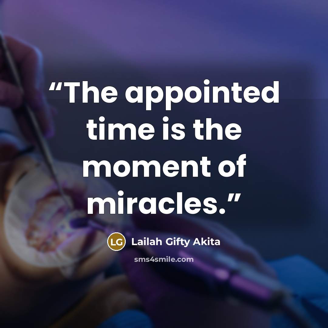 “The appointed time is the moment of miracles.” quote by Lailah Gifty Akita