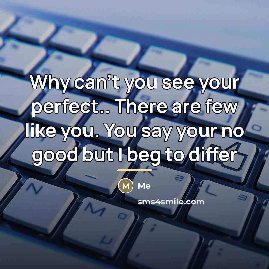 “Why can't you see your perfect.. There are few like…” quote by Me