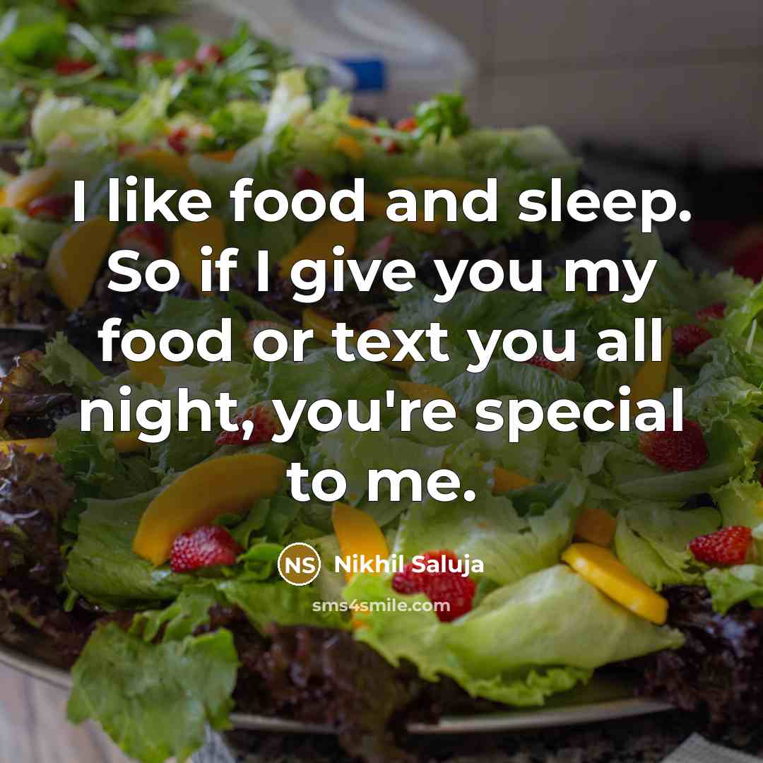 “I like food and sleep. So if I give you…” quote by Nikhil Saluja