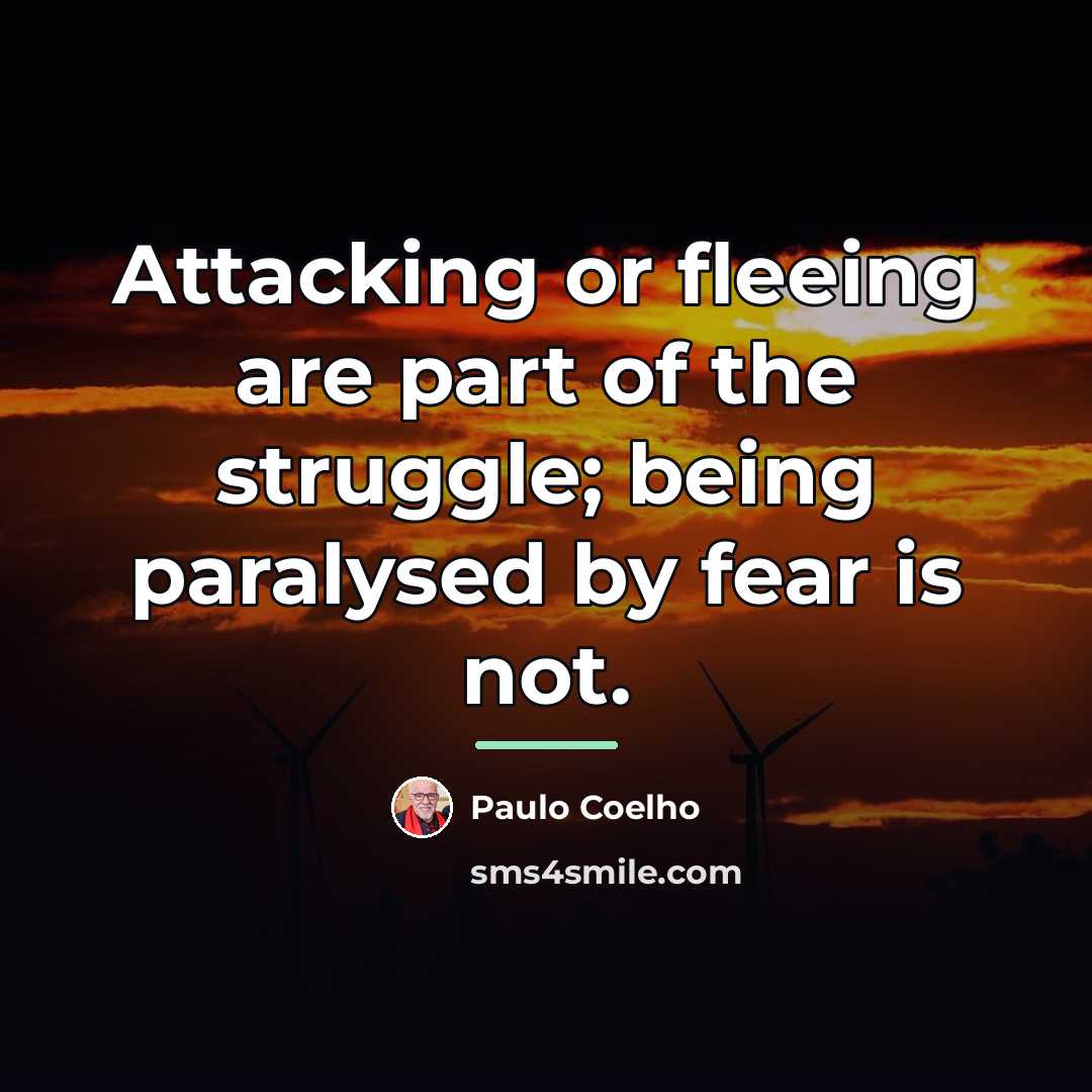 “Attacking or fleeing are part of the struggle; being paralysed…” quote by Paulo Coelho