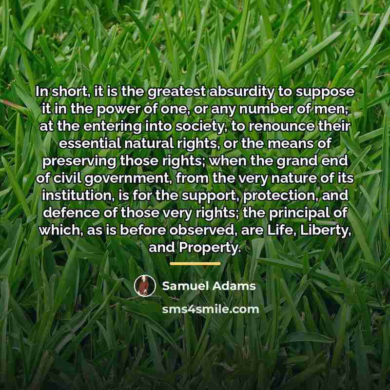 “In short, it is the greatest absurdity to suppose it…” quote by Samuel Adams