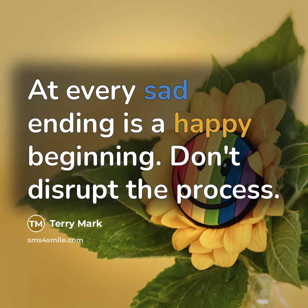 “At every sad ending is a happy beginning. Don't disrupt the process.” quote by Terry Mark