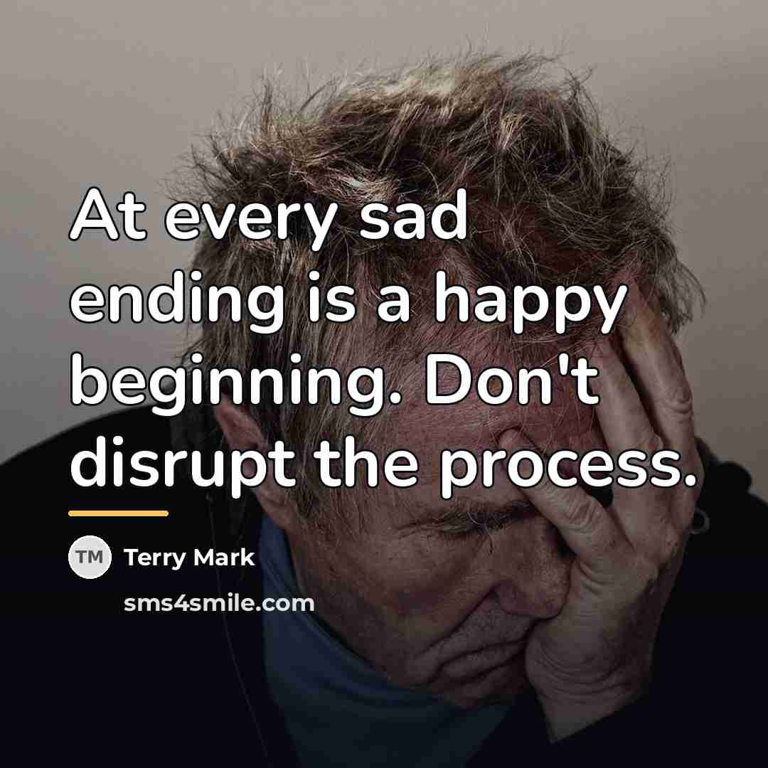 “At every sad ending is a happy beginning. Don't disrupt…” quote by Terry Mark