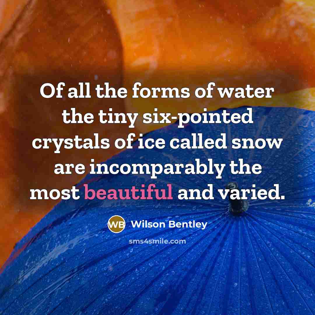 “Of all the forms of water the tiny six-pointed crystals…” quote by Wilson Bentley