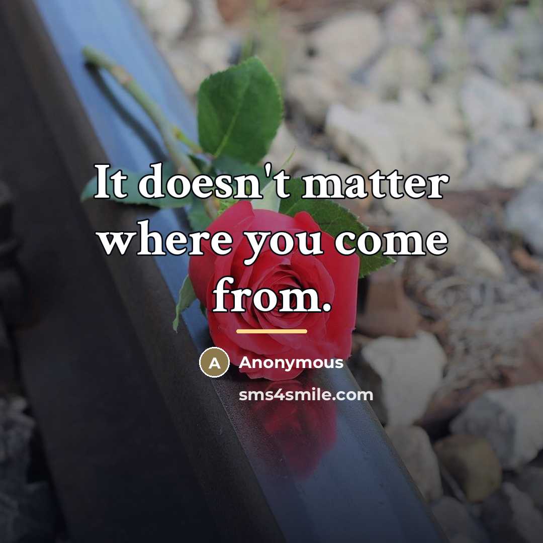 “It doesn't matter where you come from.…” quote by Anonymous