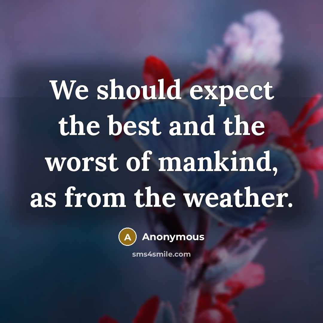 “We should expect the best and the worst of mankind, as from the weather.” quote by Anonymous