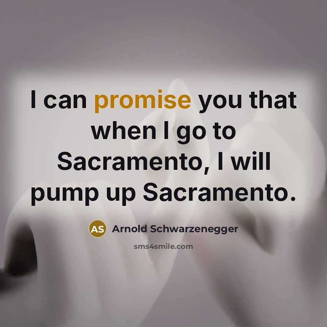 “I can promise you that when I go to Sacramento,…” quote by Arnold Schwarzenegger