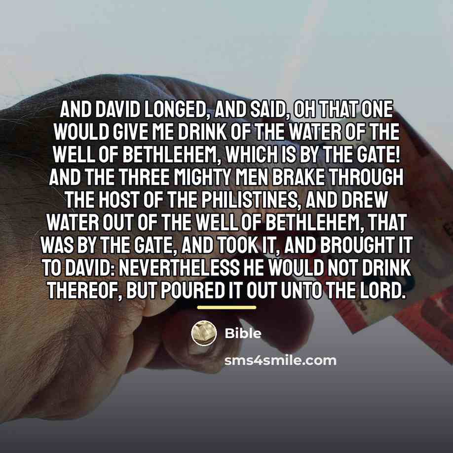 “And David longed, and said, Oh that one would give…” quote by Bible