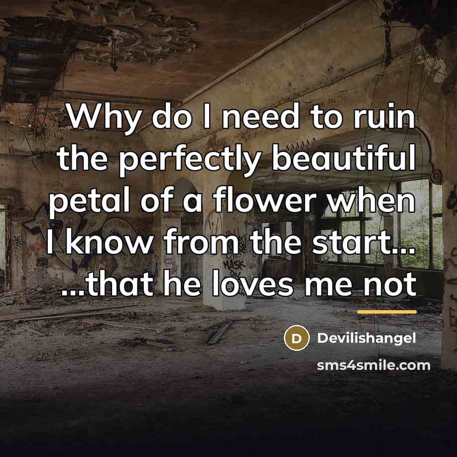 “Why do I need to ruin the perfectly beautiful petal…” quote by Devilishangel