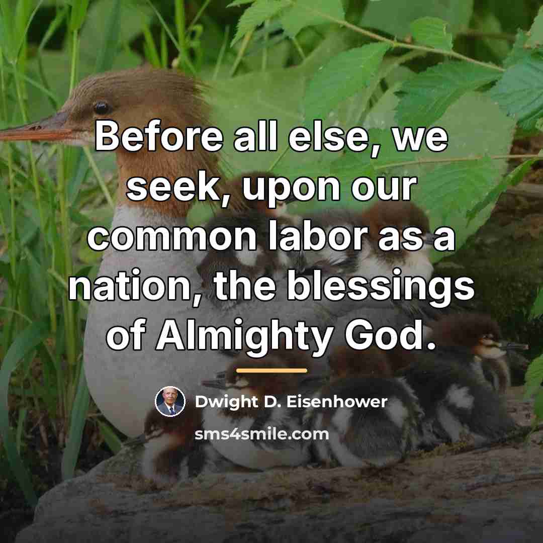 “Before all else, we seek, upon our common labor as…” quote by Dwight D. Eisenhower