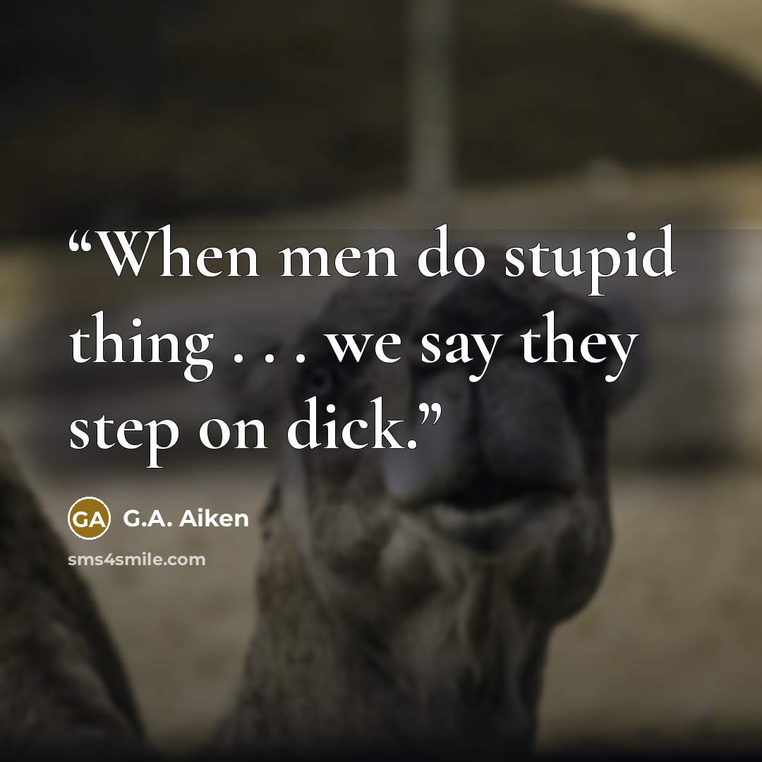 “When men do stupid thing . . . we say they step on dick.” quote by G.A. Aiken