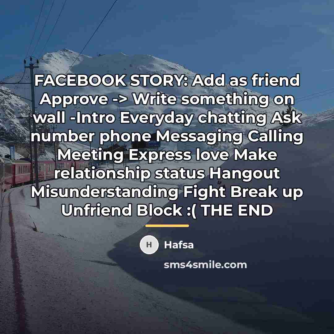 “FACEBOOK STORY: Add as friend Approve -> Write something on…” quote by Hafsa