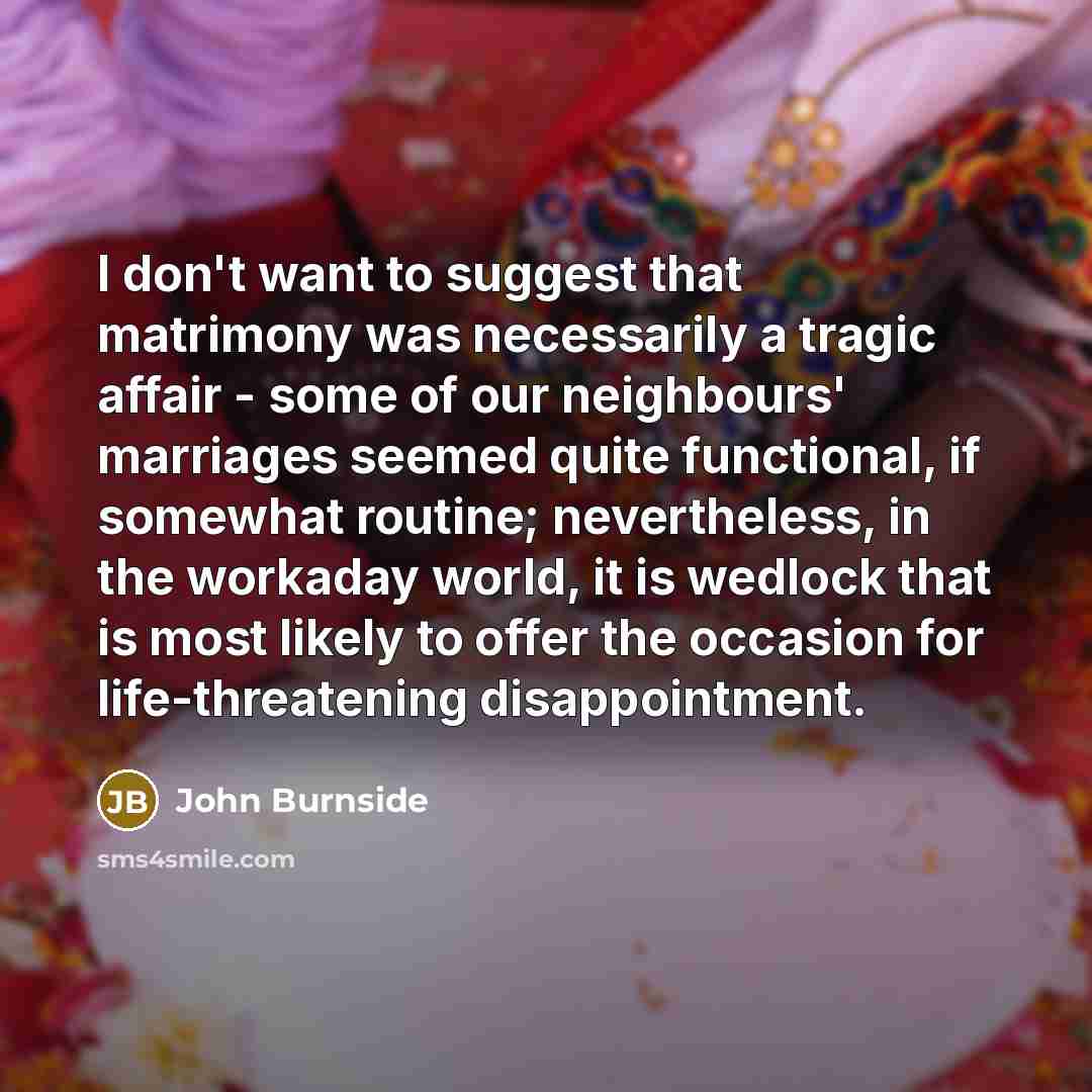 “I don't want to suggest that matrimony was necessarily a…” quote by John Burnside