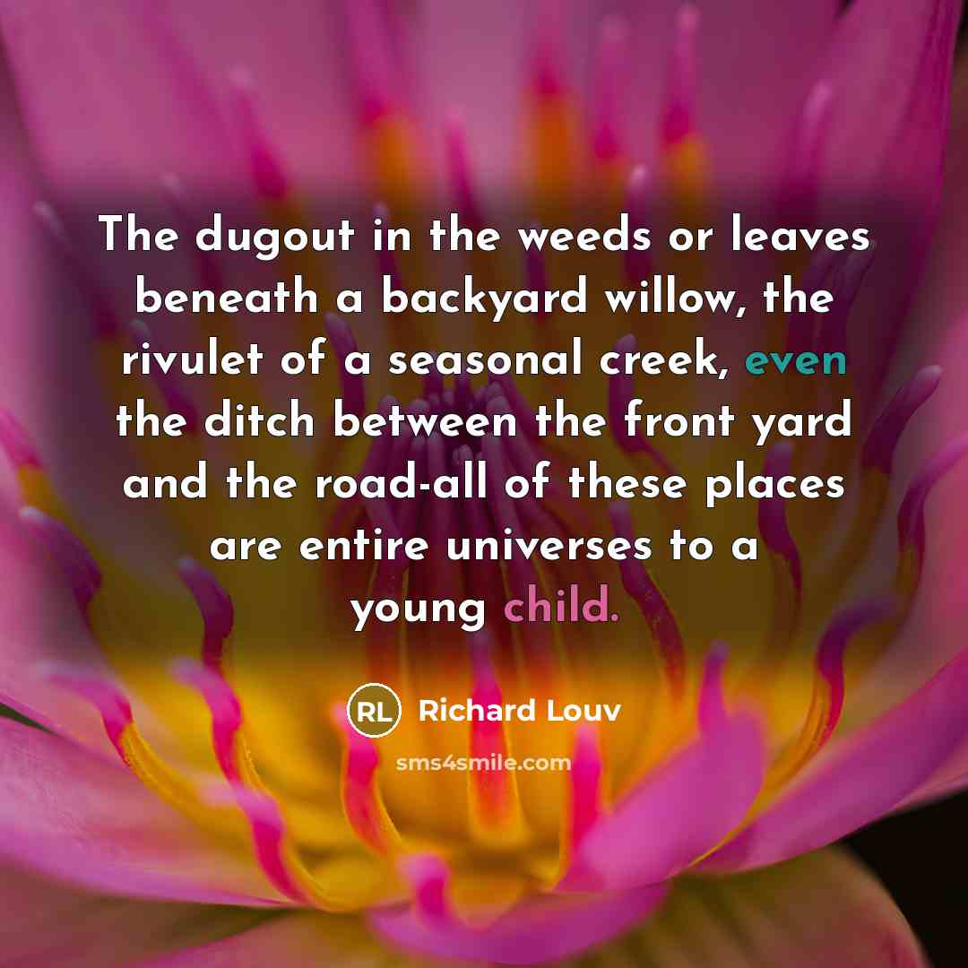 “The dugout in the weeds or leaves beneath a backyard…” quote by Richard Louv