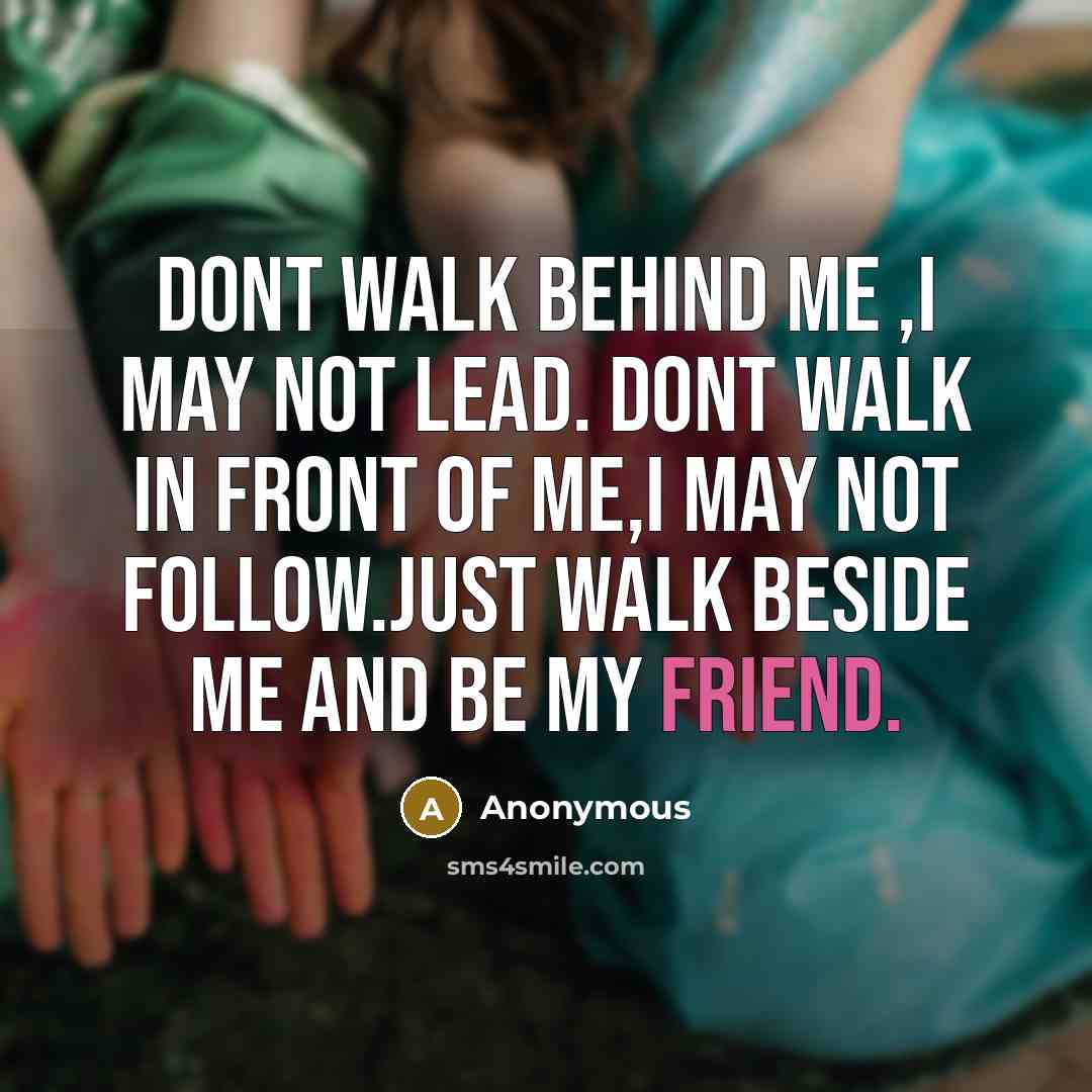 “Dont walk behind me ,i may not lead. Dont walk…” quote by Anonymous
