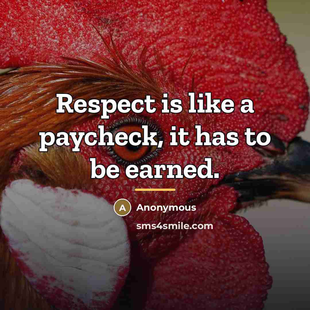 “Respect is like a paycheck, it has to be earned.…” quote by Anonymous