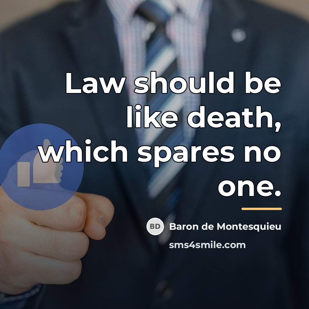“Law should be like death, which spares no one.…” quote by Baron de Montesquieu
