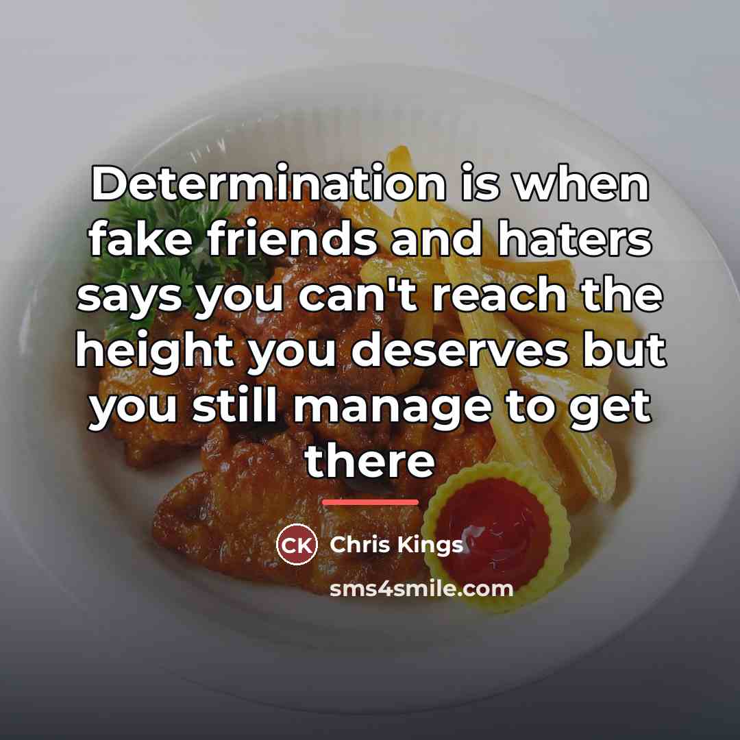 “Determination is when fake friends and haters says you can't…” quote by Chris Kings