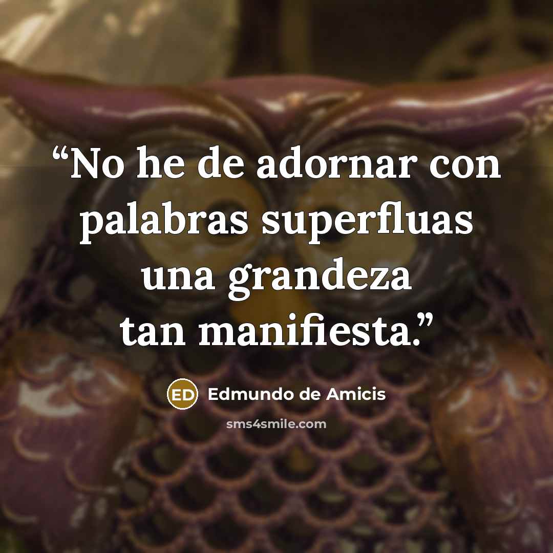 “No he de adornar con palabras superfluas una grandeza tan manifiesta.” quote by Edmundo de Amicis