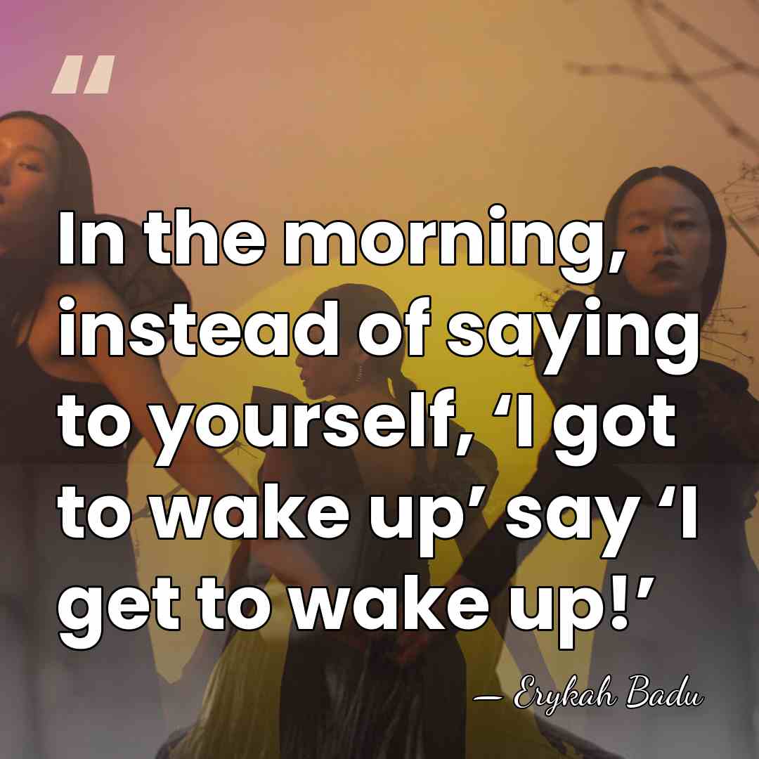 In the morning, instead of saying to yourself, ‘I got to wake&hellip; - Erykah Badu