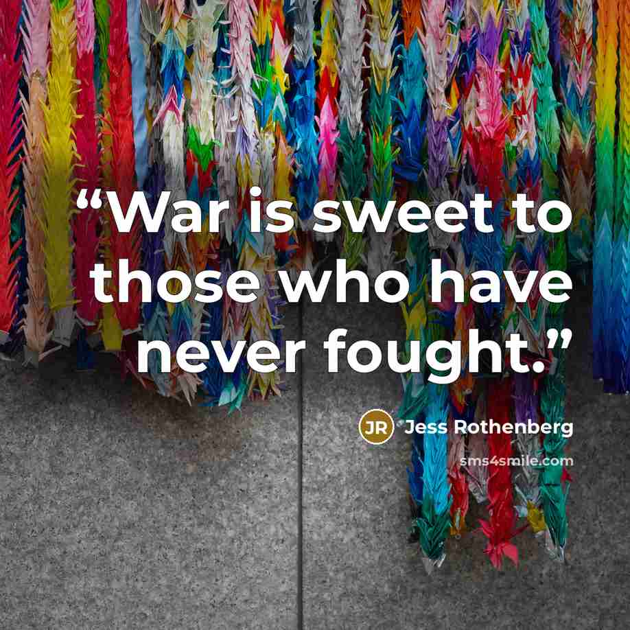 “War is sweet to those who have never fought.” quote by Jess Rothenberg