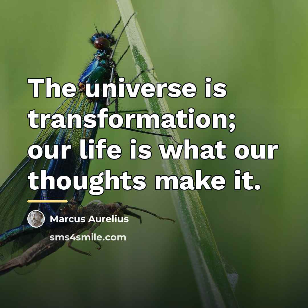 “The universe is transformation; our life is what our thoughts…” quote by Marcus Aurelius