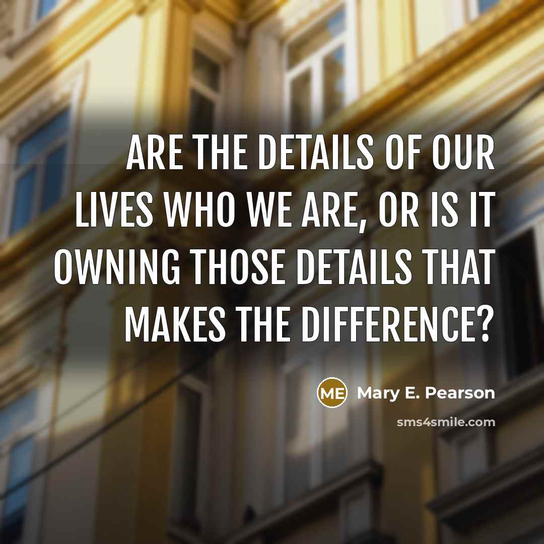 “Are the details of our lives who we are, or…” quote by Mary E. Pearson