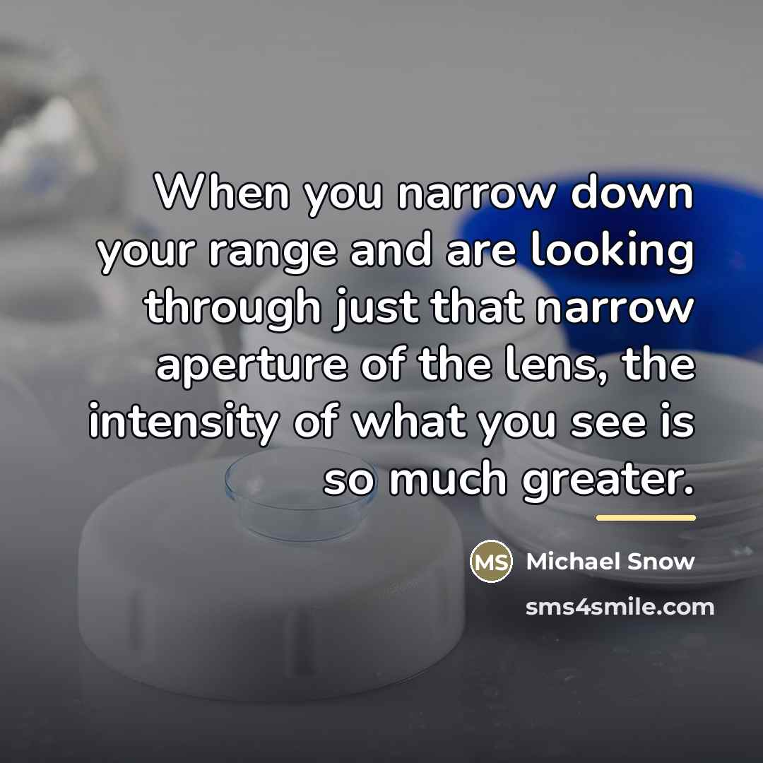 “When you narrow down your range and are looking through…” quote by Michael Snow