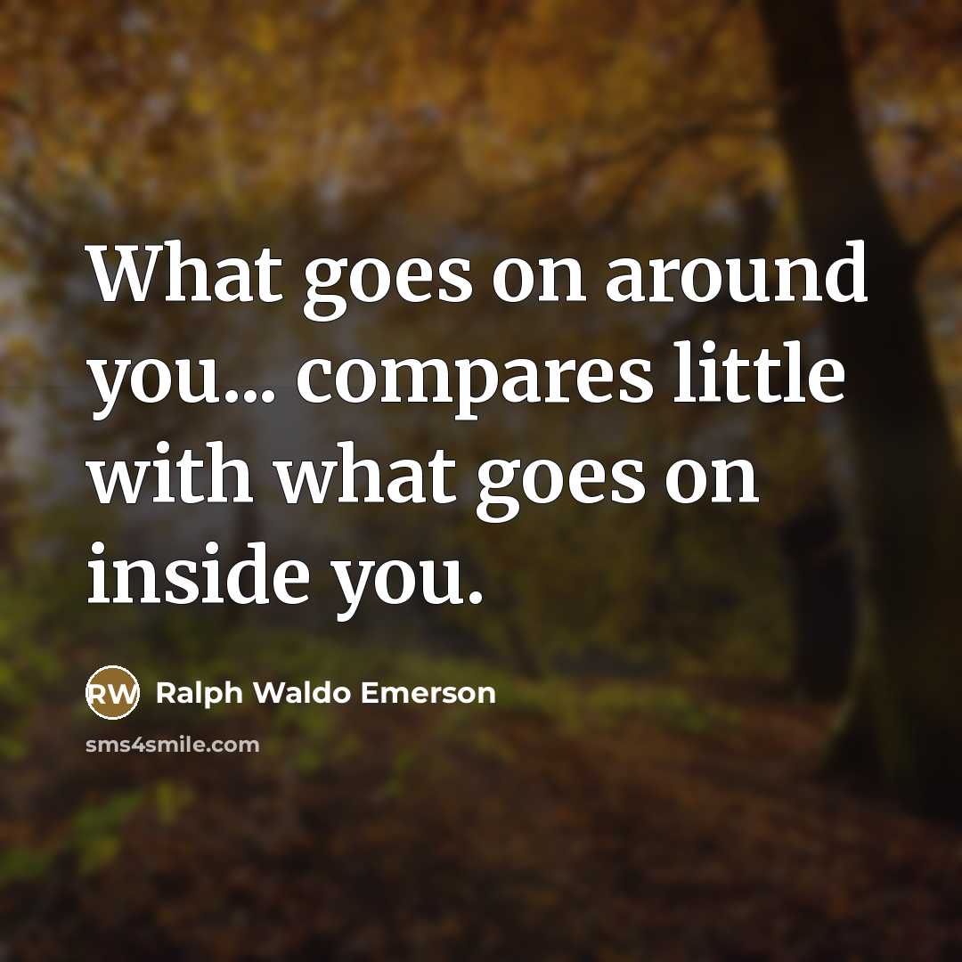 “What goes on around you... compares little with what goes…” quote by Ralph Waldo Emerson