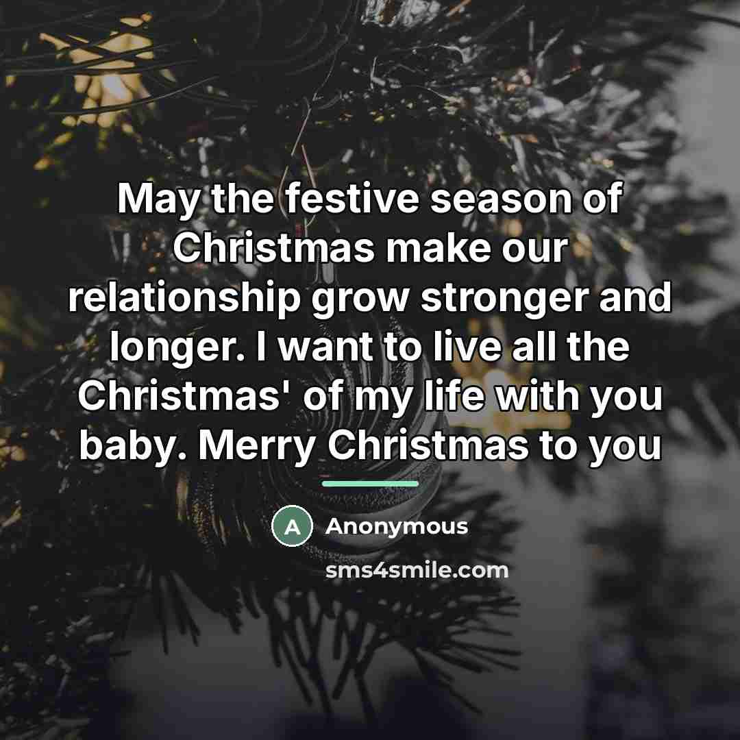 “May the festive season of Christmas make our relationship grow…” quote by Anonymous