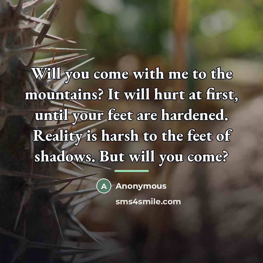 “Will you come with me to the mountains? It will…” quote by Anonymous
