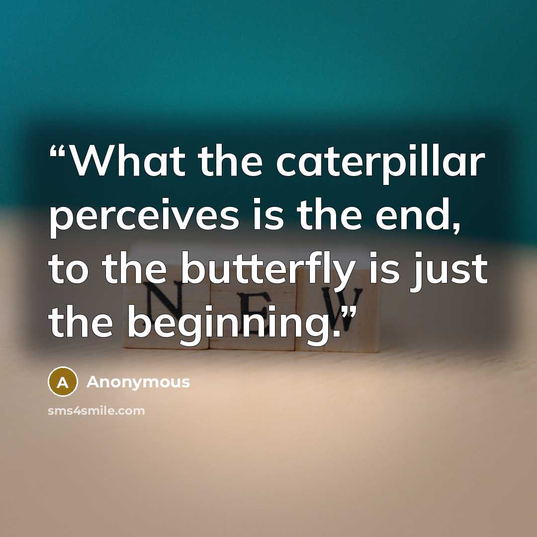 “What the caterpillar perceives is the end, to the butterfly is just the beginning.” quote by Anonymous