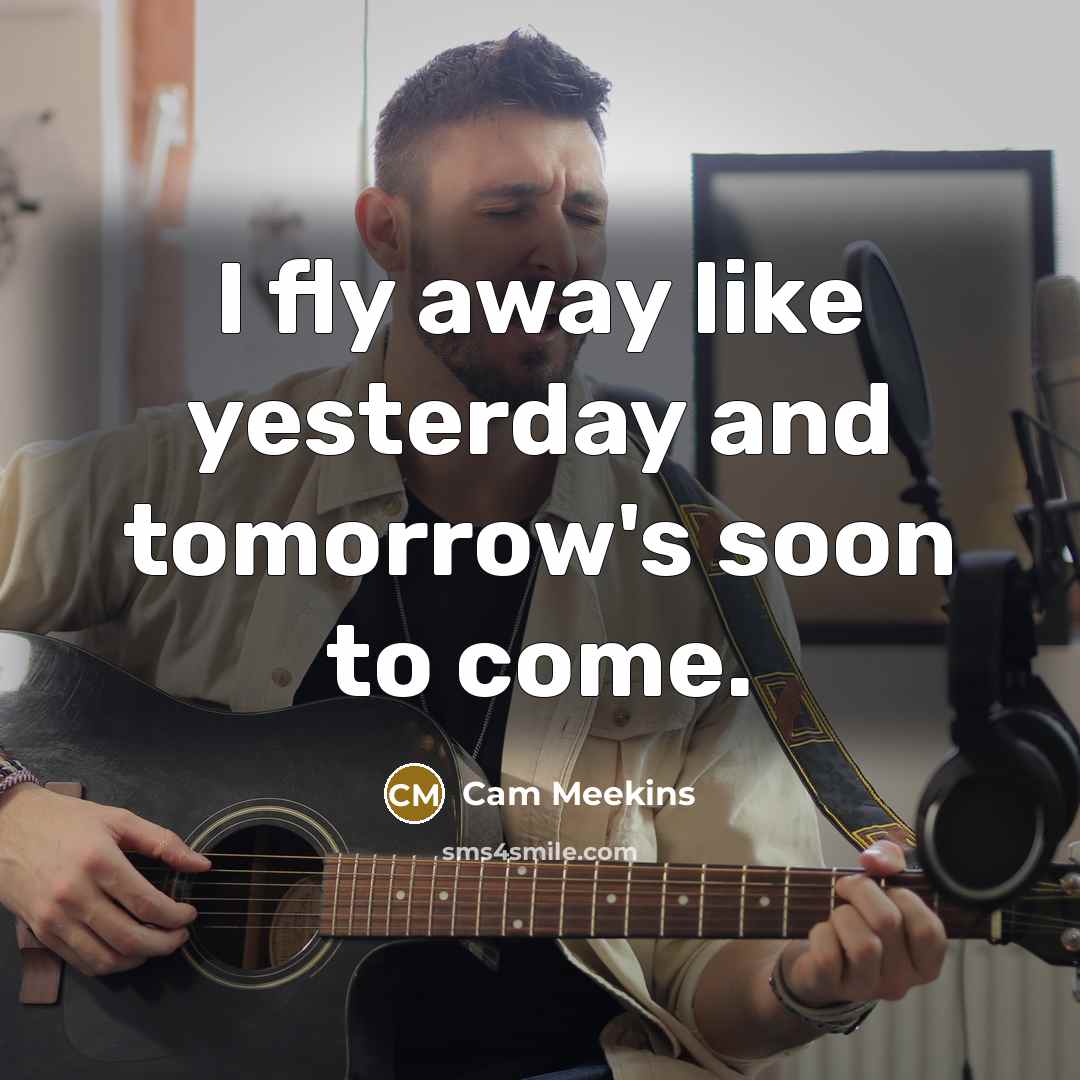 “I fly away like yesterday and tomorrow's soon to come.…” quote by Cam Meekins