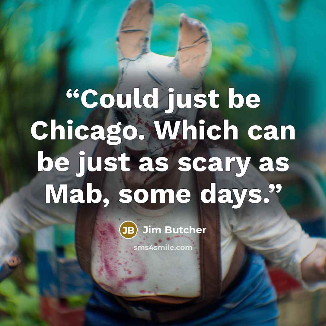 “Could just be Chicago. Which can be just as scary as Mab, some days.” quote by Jim Butcher