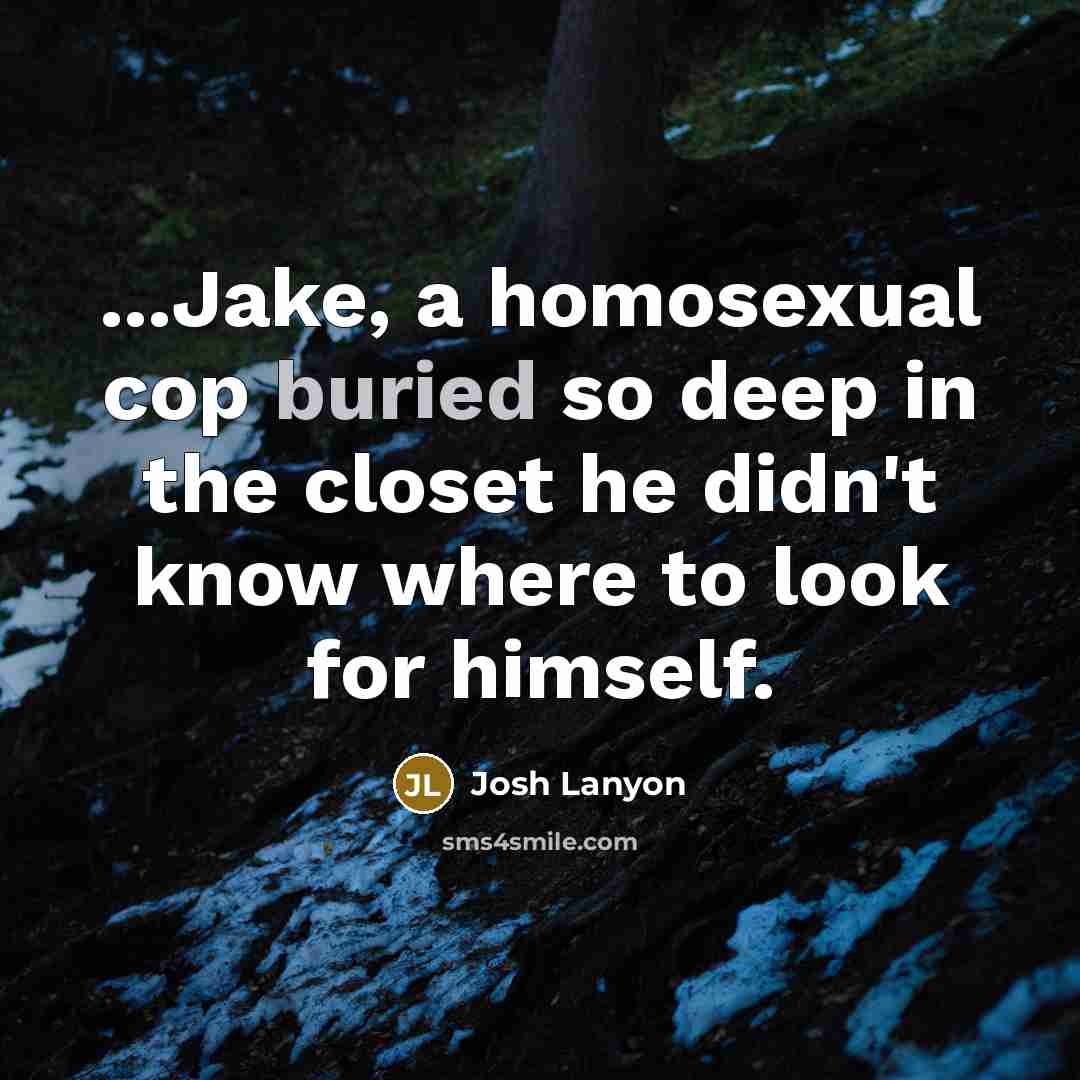 “...Jake, a homosexual cop buried so deep in the closet…” quote by Josh Lanyon
