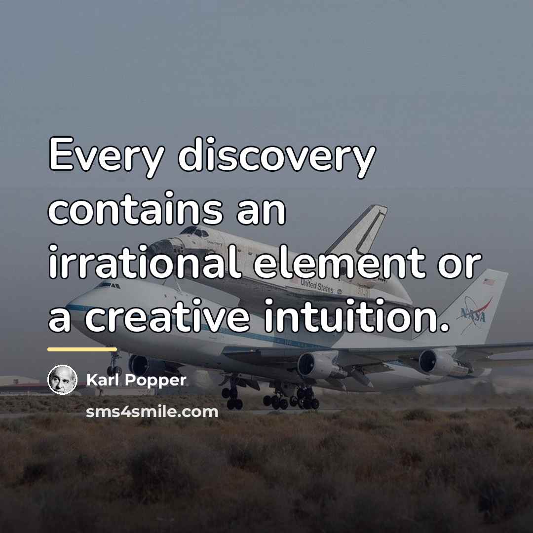 “Every discovery contains an irrational element or a creative intuition.…” quote by Karl Popper