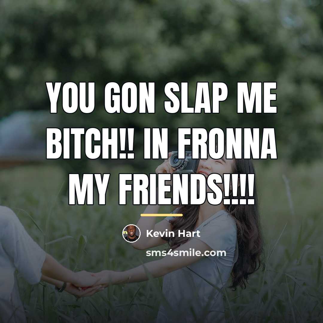 “You gon slap me bitch!! In fronna my friends!!!!…” quote by Kevin Hart