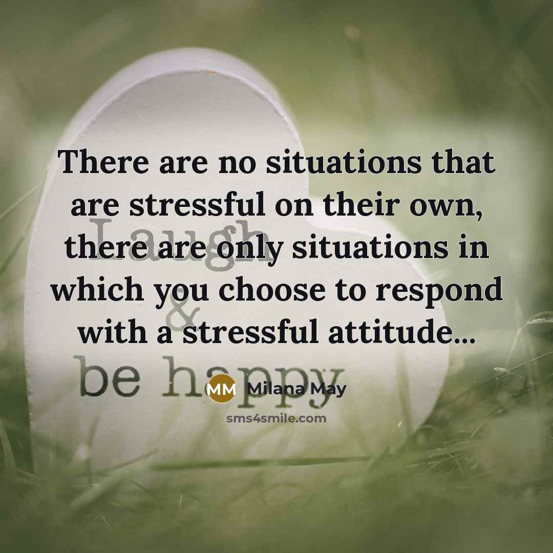 “There are no situations that are stressful on their own,…” quote by Milana May