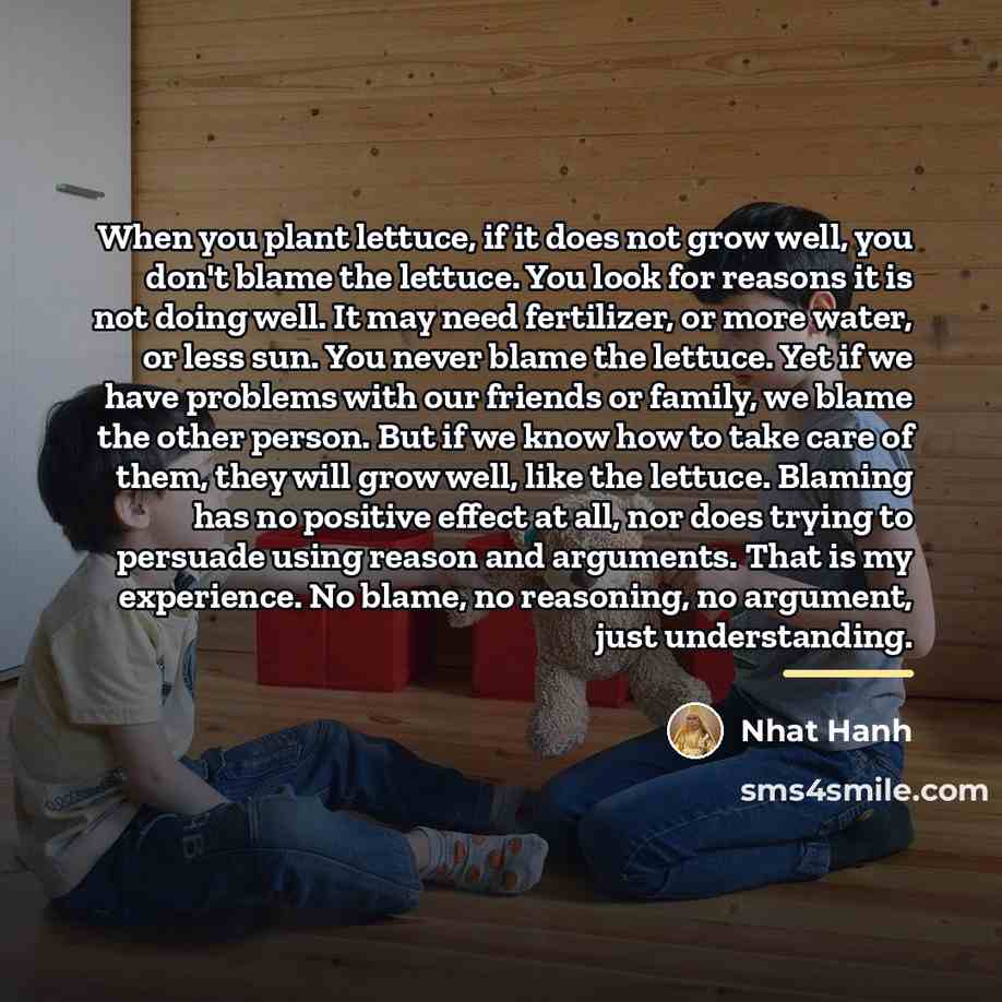 “When you plant lettuce, if it does not grow well,…” quote by Nhat Hanh